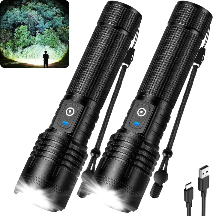 Kmivo Rechargeable LED Tactical Flashlight — 100,000 Lumens, Waterproof